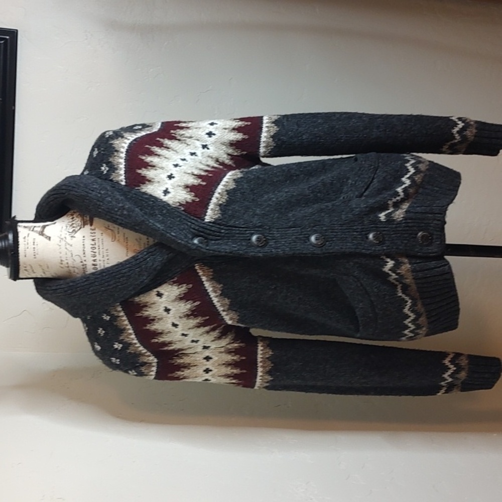 Abercrombie & Fitch Y2K Fair isle Sweater Button Down Thick Size: S
